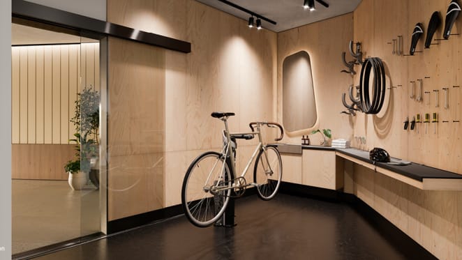 Ground floor bike workshop at 249QP