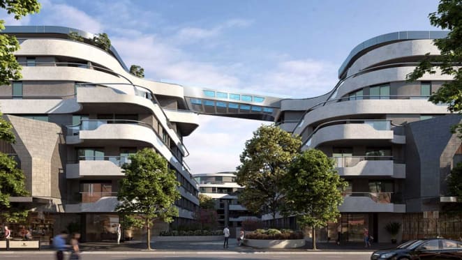 Rendering of Hawthorn Park connected via Sky Pool. Image by hawthornpark.com