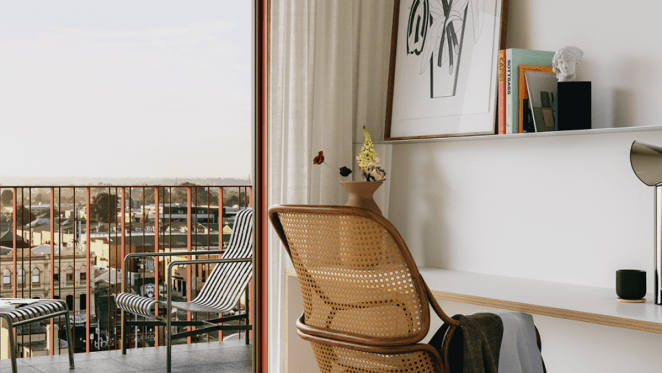 Inside Neometro's two-bedroom apartments at Brunswick's Nine Wilson Avenue