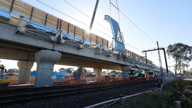 New station canopy and escalators appear at Noble Park