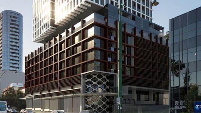 Podium level render.
