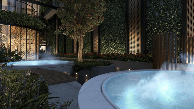 The extensive hotel-style facilities at Yarra One, South Yarra