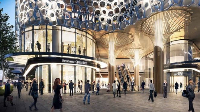 Rendering of the Brisbane Quarter and The One Residences entrance.