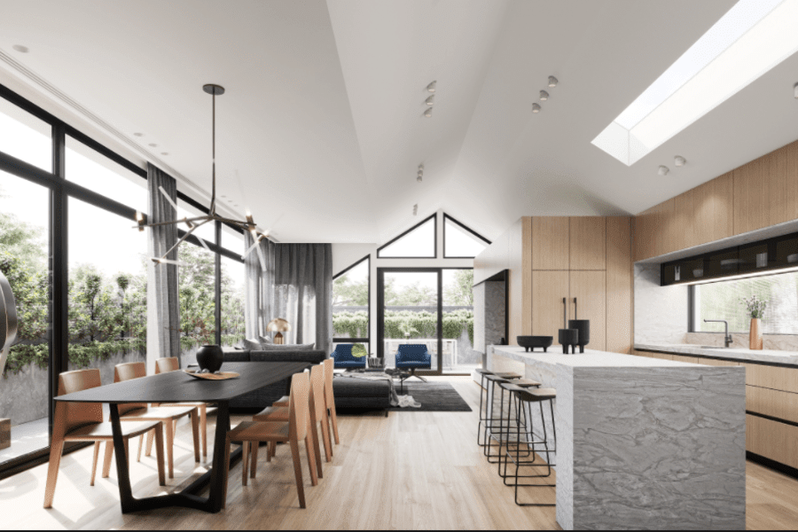 Inside the Caulfield North townhouse development Indio