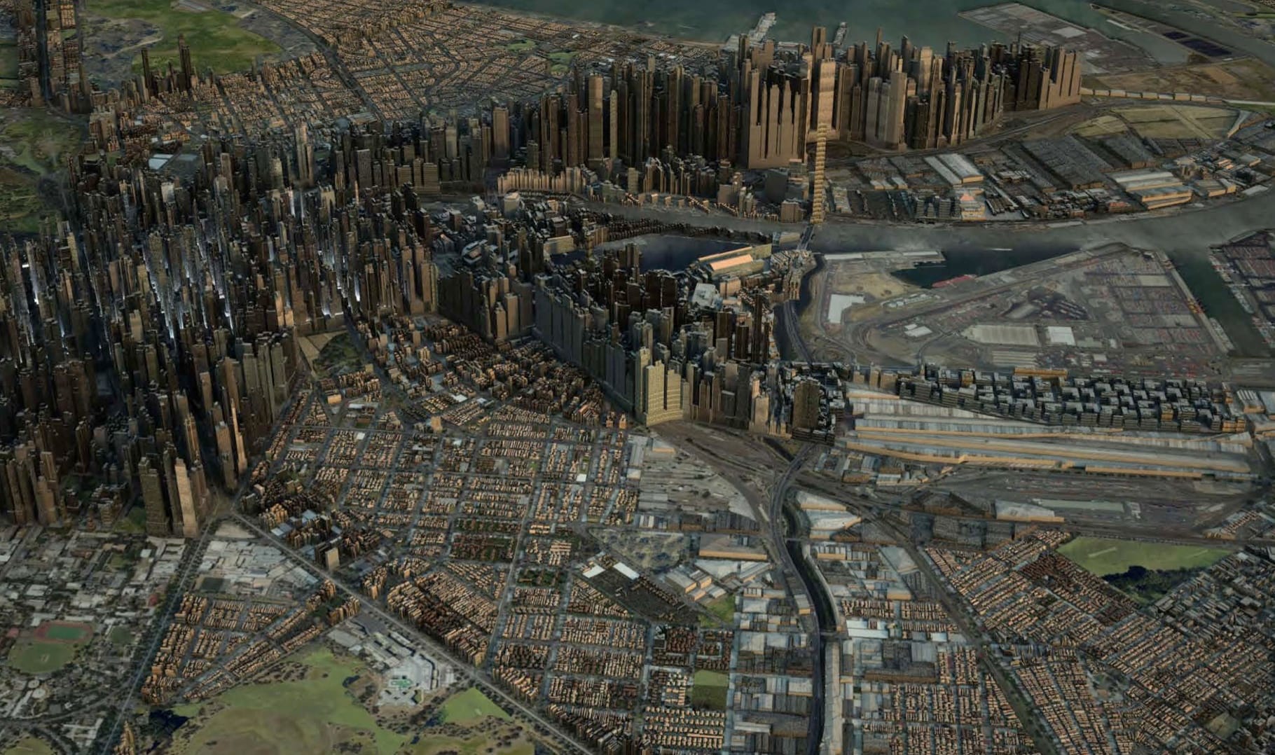 What a future Melbourne could look like if growth was concentrated in the inner city without middle suburban infill. Image: Monash Architecture Studio, MADA