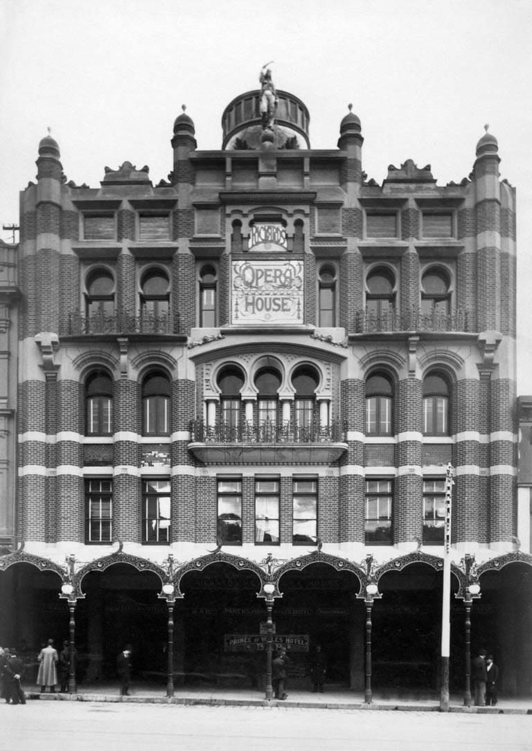 The New Opera House (Tivoli Theatre) shortly after its opening in 1901. Original raw photograph from The State Library of Victoria, restored by me.
