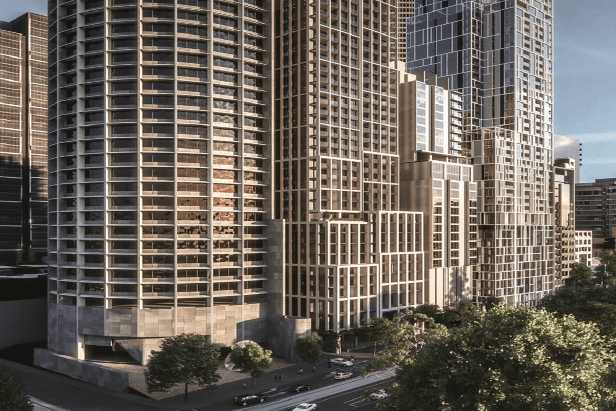 Rendering of 17 Spring Street fitting in to the streetscape. Image by bates smart