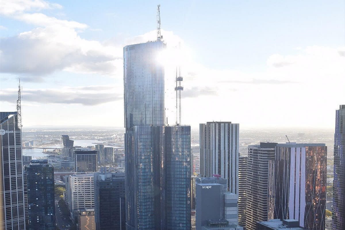 Topped out Aurora Melbourne Central at 270 metres. Image by ProBuild Instagram.