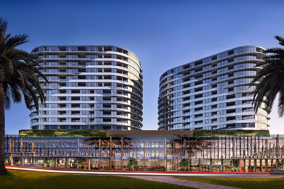 Latest rendering of Victoria Square, Footscray. Image via realestate.com