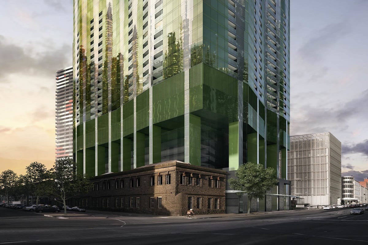 The heritage integrated podium of Swanston Central Tower. Image by Multiplex.global
