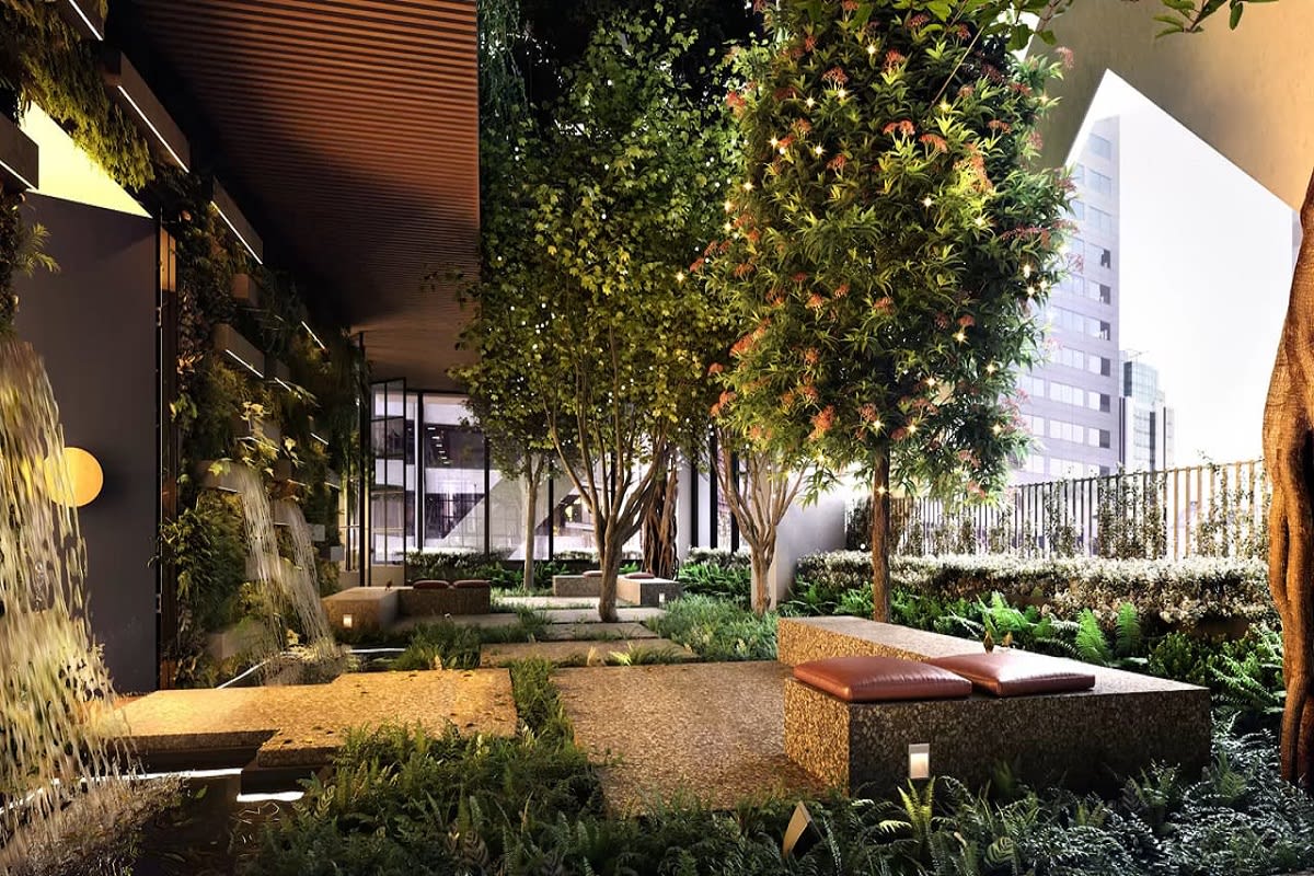 Rendering of Paragon’s two level landscaped terrace.
