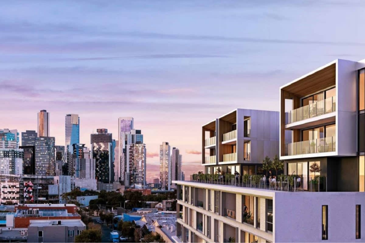Rendering of Lilix Apartments with a front row Southbank and CBD view.