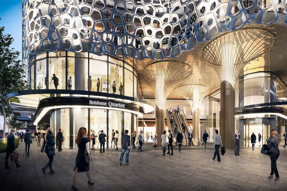 Rendering of the Brisbane Quarter and The One Residences entrance.