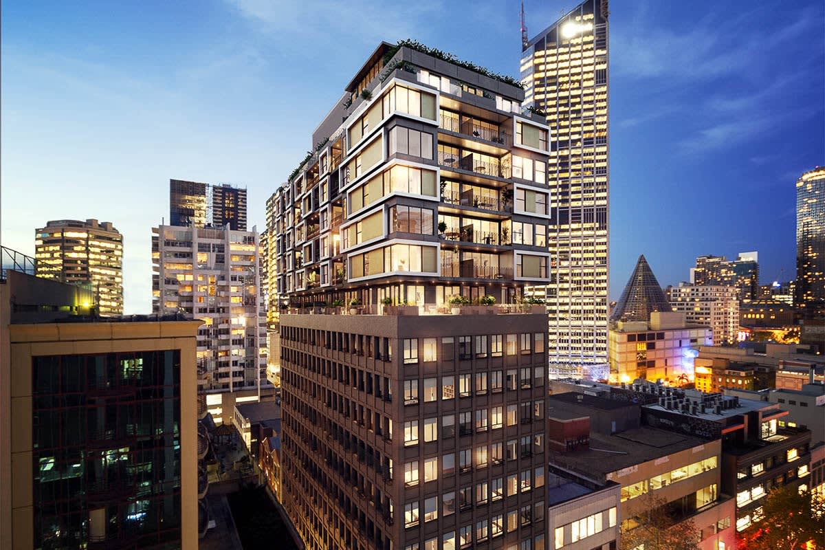 Rendering of the extended and upgraded 388 Lonsdale Street apartments. Image by Urban Design Architects.