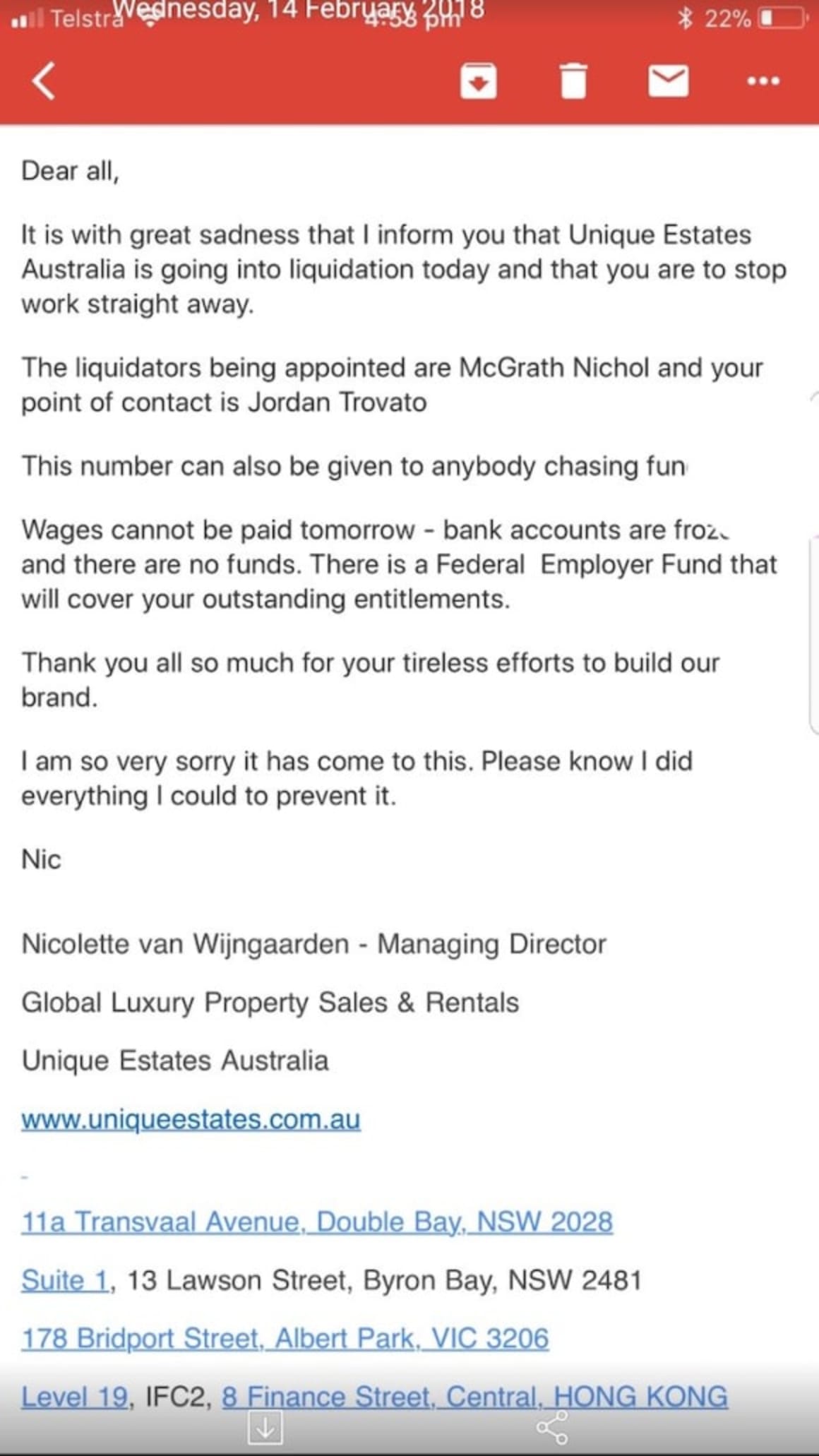 ATO owed $933,000 after Unique Estates Australia collapse 