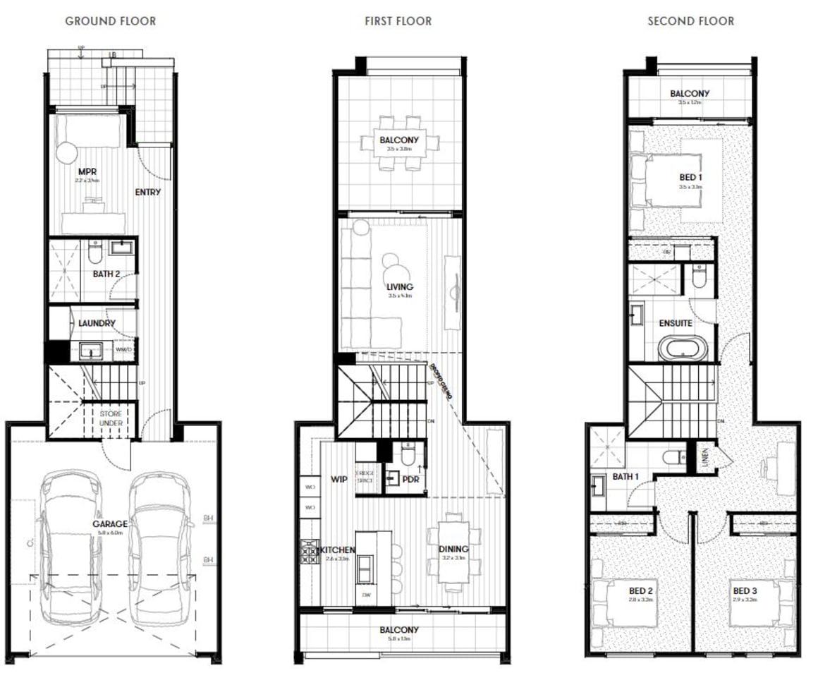 Inside the floorplans of Piper Townhomes at Williamstown's Waterline Place