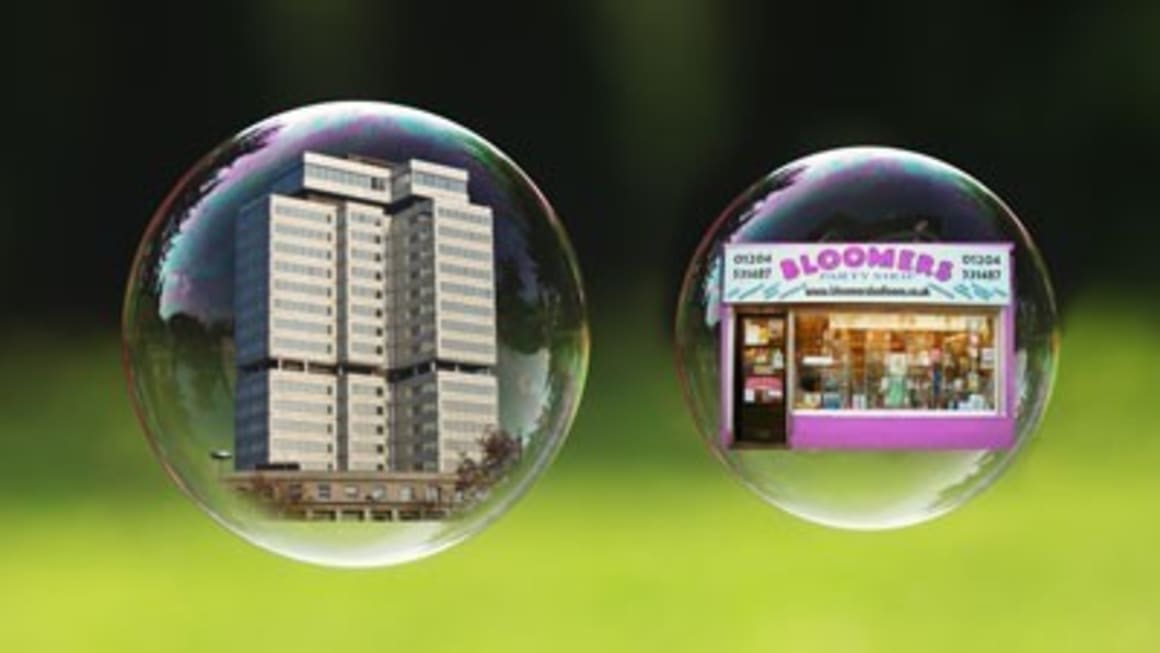 Commercial, not residential, property in a price bubble