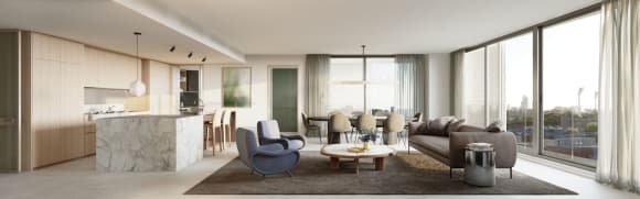 Island House Penthouse kitchen. Image supplied. Introducing Island House: Customisable bespoke apartments in a sought after East Melbourne locale