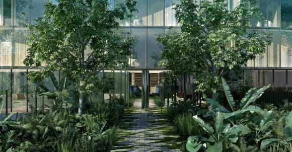 The lush outdoor garden terrace. St Boulevard amenities
