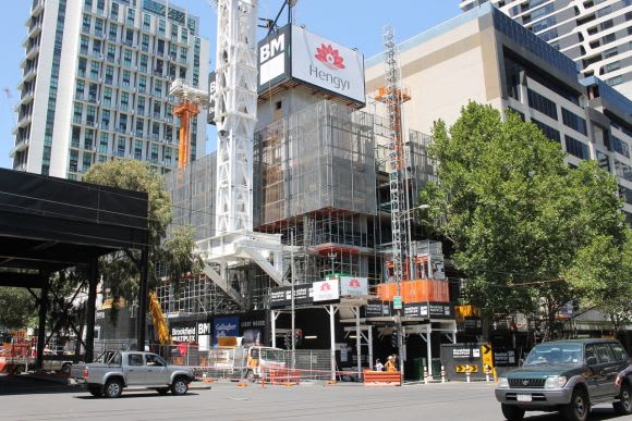 Light House construction progress. Image © Ryan Seychell Proposals no more, the top end of Elizabeth Street is now a story of mass construction