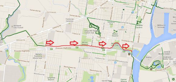 The missing link, utilising Google Cycle routes that need improving: the Federation Trail
