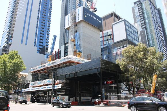 Victoria One construction progress. Image © Ryan Seychell Proposals no more, the top end of Elizabeth Street is now a story of mass construction