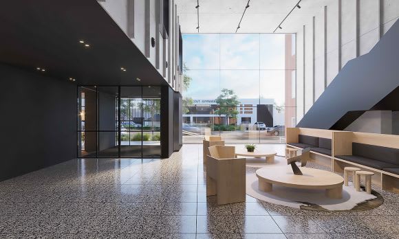 Image of the new lobby for the soon to be revamped corner building. Image: Up Property Q&A with Up Property's Adam Davidson