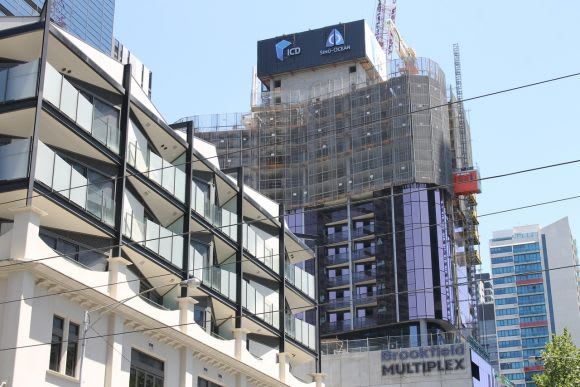 EQ Tower construction progress. Image © Ryan Seychell Proposals no more, the top end of Elizabeth Street is now a story of mass construction