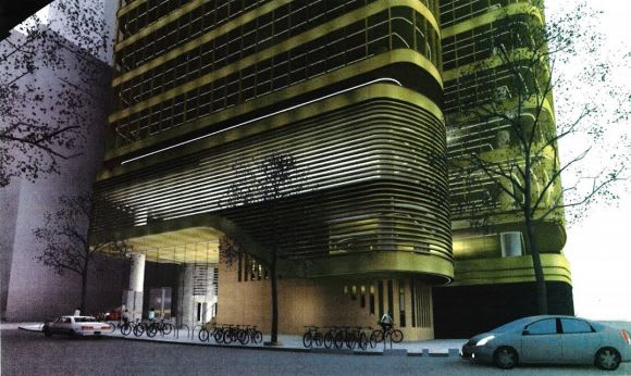 A 2017 render of the tower's ground level exterior. Image: FJMT Zurich Australia's renewed push to develop its North Sydney headquarters