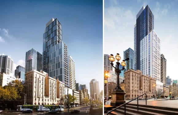 Previous iterations of the design of 85 Spring Street. Golden Age and Starwood Capital partner for 85 Spring Street's hotel component