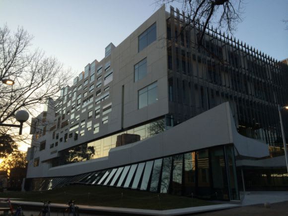 Southern facade at dusk Red + Black Review: Melbourne School of Design