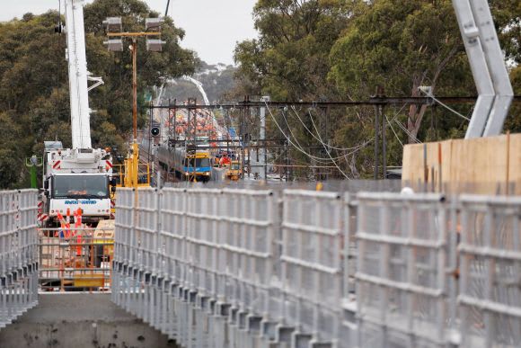 From one elevated section to the next - image © LXRA Noble Park's new station inching closer to opening