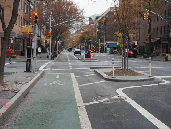 New York style protected lanes. Image: James Ramsey Melbhattan: Bicycles are on the rise in New York and Melbourne should take note