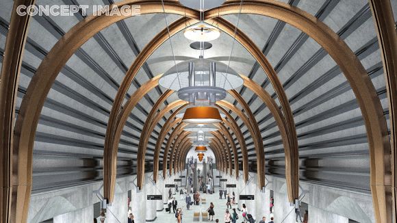 Another perspective on State Library's platform ceiling - image: Rail Projects Victoria Melbourne Metro's finalised station designs unveiled