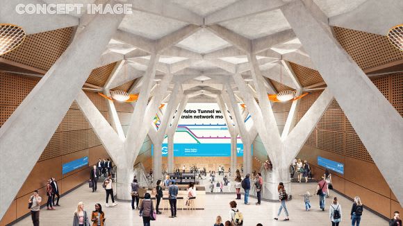 Town Hall concourse - image: Rail Projects Victoria Melbourne Metro's finalised station designs unveiled