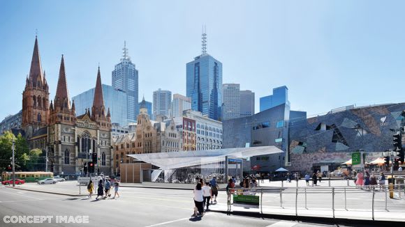 Town Hall Federation Square entrance - image: Rail Projects Victoria Melbourne Metro's finalised station designs unveiled
