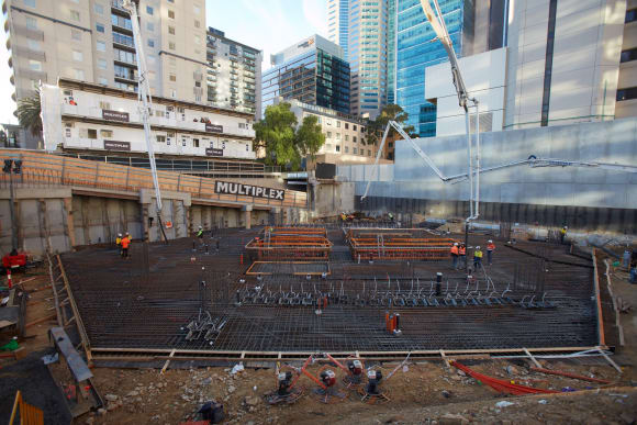 Sapphire By The Gardens concrete pouring. Image supplied. Works commence on Melbourne’s Sapphire By The Gardens