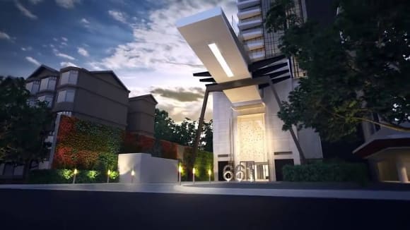 View from the entranceway of 661 Chapel Street, featuring the incredible cantilevered swimming pool Love holidays? Here's the next best thing: 16 of Australia's best apartment pools