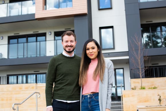 Callan & Anna. Image: Cedar Woods The first Grace Apartment residents have moved into Cedar Woods' Glenside Development