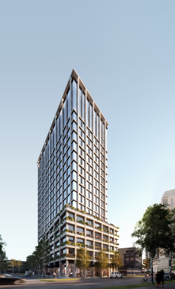 Exterior view. Credit: Crema/Studio Kennon The Eighth by Crema to deliver Melbourne’s first fully integrated live, work, play facility