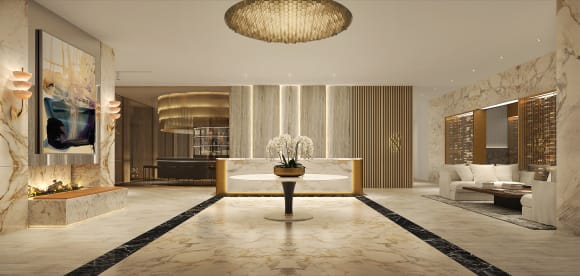 Reception and 24 hour concierge. Credit: Gurner Live like royalty in a million St Kilda apartment