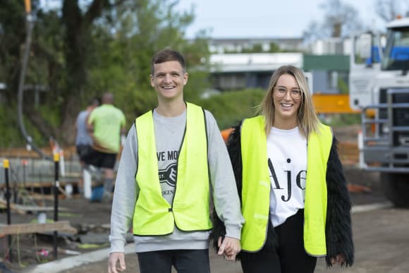 First home buyers Jack Woodroofe and Sahra Felice. Credit: Arcadian Property Construction commenced on .5 million residential development in Adelaide