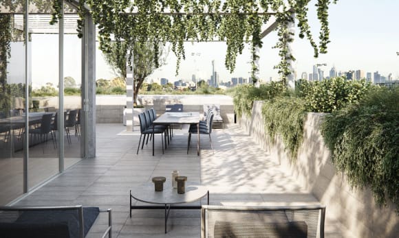 835 High Street outdoor living space render Speedy sales of luxury residences will see construction begin ahead of schedule