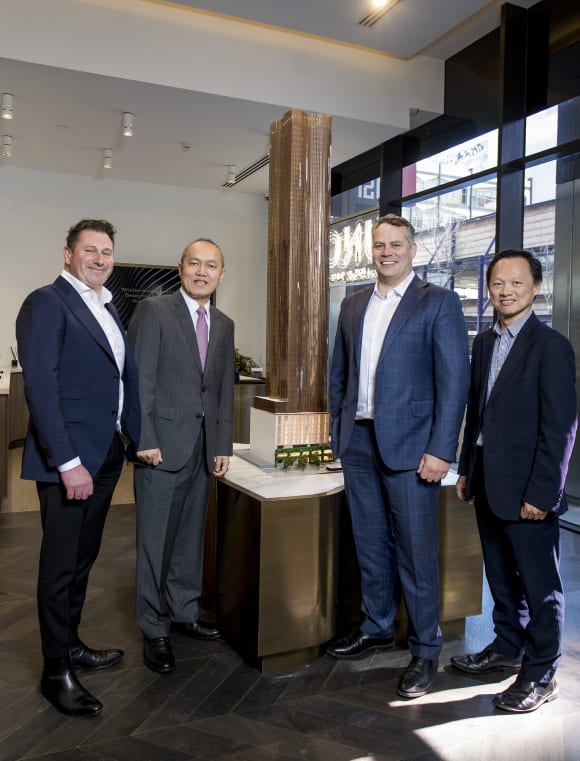L-R: Michael Passarella (Probuild), Choong Kai Wai (SP Setia), Luke Stambolis (Probuild) and Hunt Soon See (SP Setia) Probuild appointed to construct SP Setia’s UNO Melbourne tower