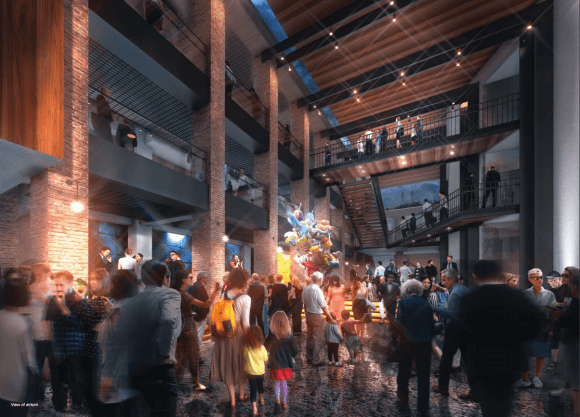 Atrium render. Credit Cox Architecture Three designs shortlisted for Sutherland Entertainment Centre's refurbishment