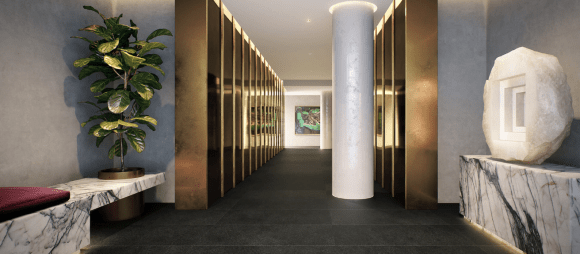 Grounds of Kew lobby. Credit: Beulah International Putting greens and “hyper-luxury” town-homes: Beulah International commences dual construction despite turbulent property market