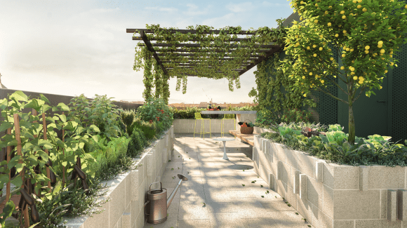 Communal rooftop terrace Kelvin & Rachel Taing of Excelon Projects discuss buyer demand for sustainable developments