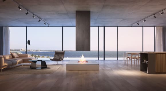 Alumuna's elegant open-plan living area. Credit: Woods Bagot