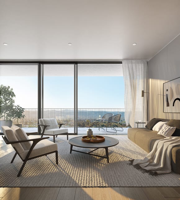 Penny Place apartment living area. Credit: Woods Bagot Maxcon appointed as builder for Adelaide’s Penny Place development