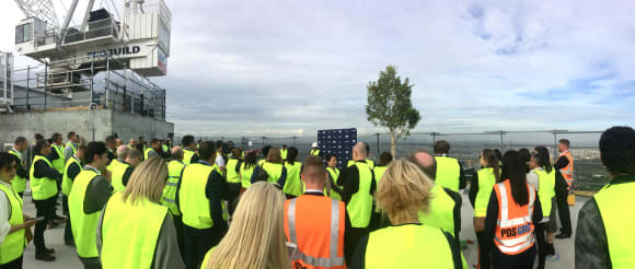 Ceremonial tree planting + speeches Reaching new heights: Melbourne’s new tallest building ‘Aurora’ tops out